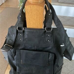 Black Large Leather Naturalizer Tote Crossbody bag